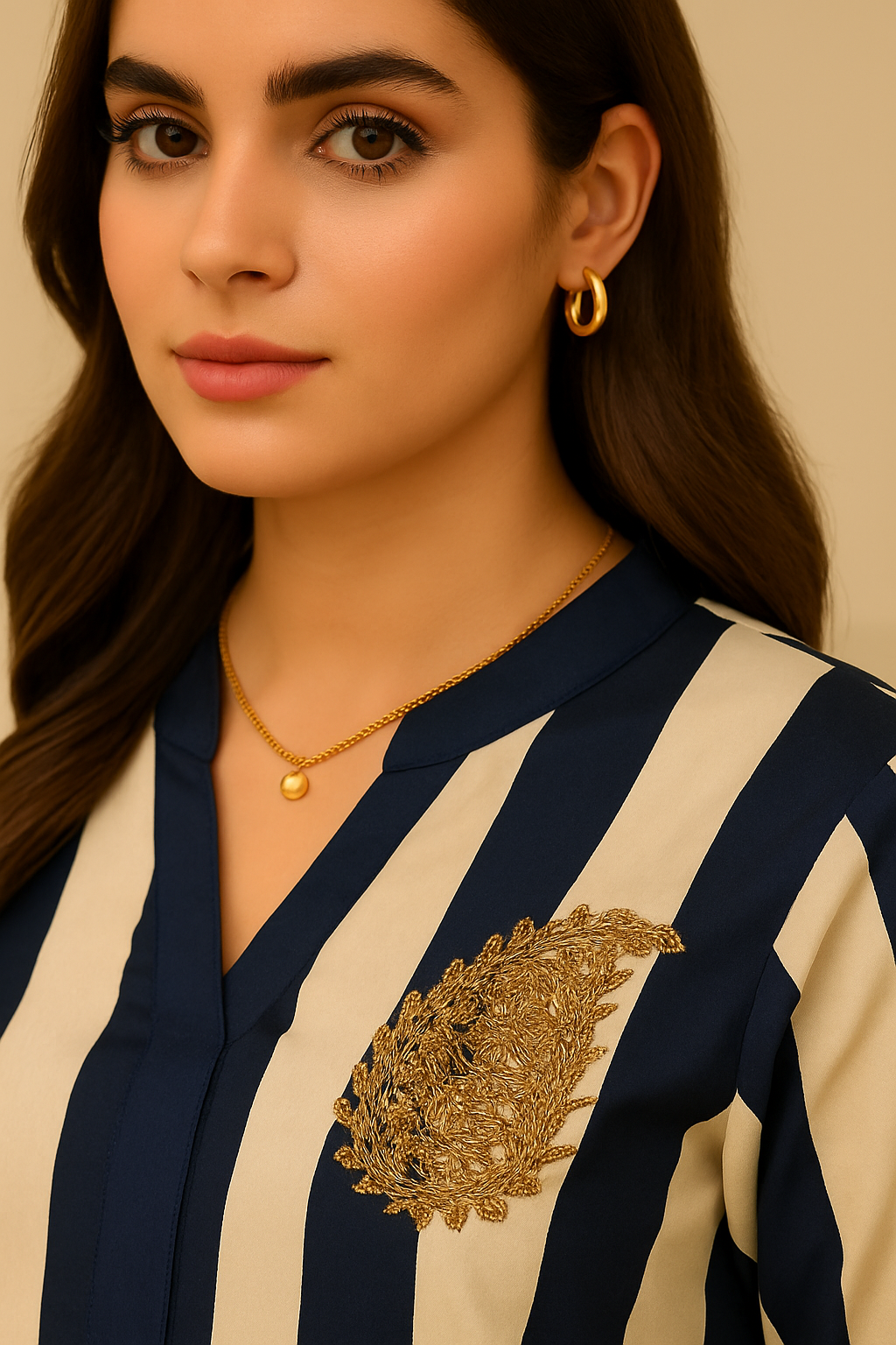 Formé – Ivory & Navy Blue Cotton Silk Set