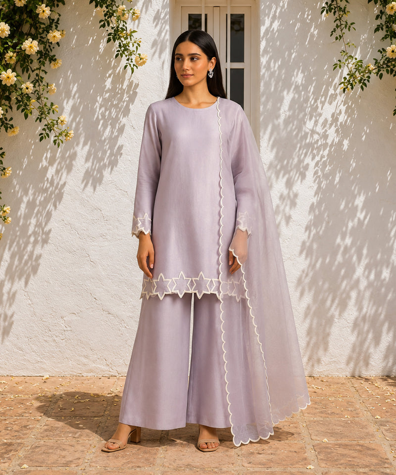 Lilac Raw Silk & Organza
