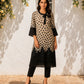 Black & White Crepe Floral Suit with Ribbon