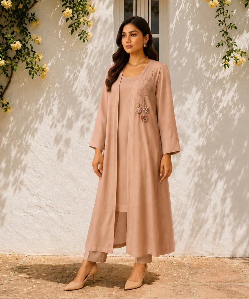 Nude Pink Pure Silk Suit