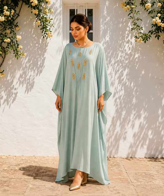 Ice Blue Silk Kaftan