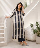 Formé – Ivory & Navy Silver Palm Cotton Silk Set