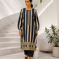 Ivory & Navy Blue Cotton Silk Striped