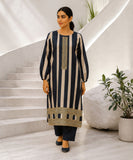 Ivory & Navy Blue Cotton Silk Striped