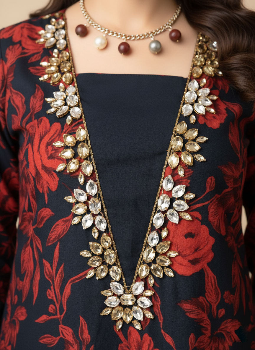 𝗙𝗼𝗿𝗺𝗲́ – 𝗕𝗹𝘂𝗲 & 𝗥𝗲𝗱 𝗙𝗹𝗼𝗿𝗮𝗹 𝗖𝗿𝘆𝘀𝘁𝗮𝗹 𝗖𝗿𝗲𝗽𝗲 𝗦𝗲𝘁